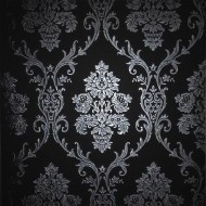Silver on Black Damask Wallpaper Roll - Top Quality Wall Paper!