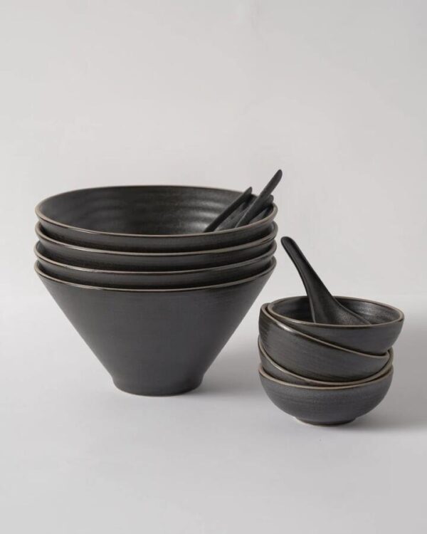 Anaya Charcoal Noodle Bowls & Accessories Set