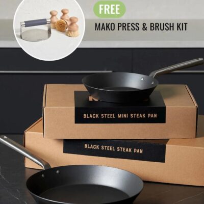 MAKO Black Steel Steak Pan Set