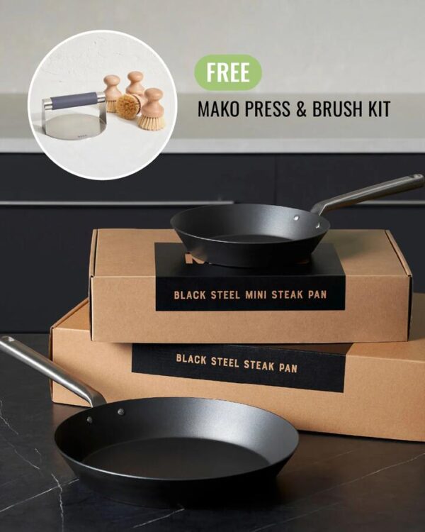 MAKO Black Steel Steak Pan Set