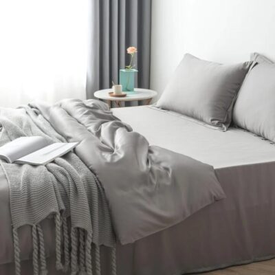 Bamboo Quilt Cover - Stone Grey, Single
