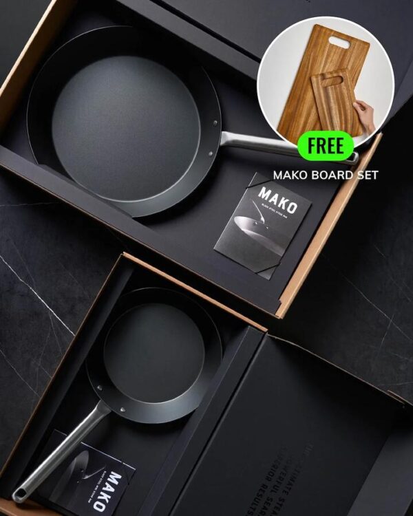 MAKO Black Steel Steak Pan Set