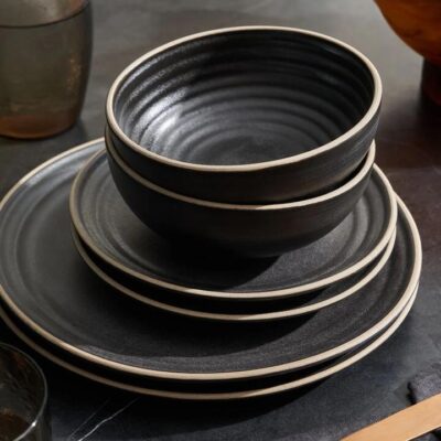 Anaya Charcoal Starter Dinnerware Set (12 Piece)